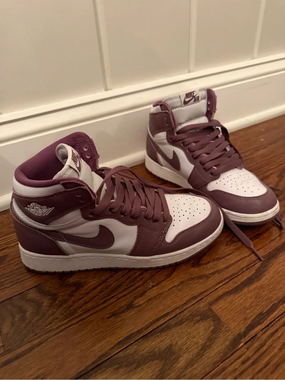 Nike Air High-Top Sneakers in Plum and White